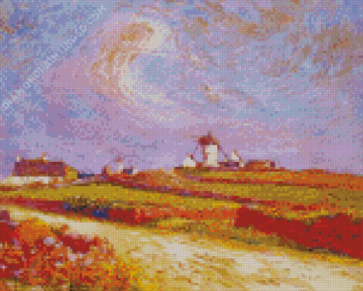 Countryside With Windmill by Ferdinand du Puigaudeau Diamond Paintings