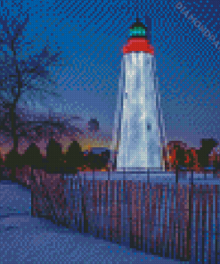 Fort Gratiot Lighthouse In Snow Diamond Paintings