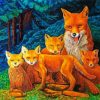Fox Family In Forest Art Diamond Paintings