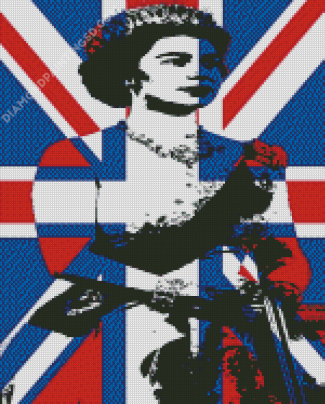 Illustration Queen Elizabeth Union Jack Diamond Paintings