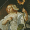 Lady With Sunflower Diamond Paintings