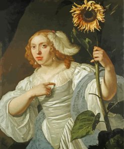 Lady With Sunflower Diamond Paintings