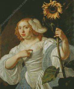 Lady With Sunflower Diamond Paintings