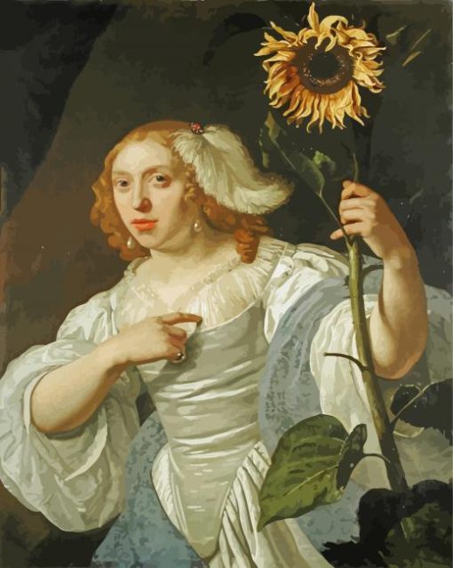 Lady With Sunflower Diamond Paintings