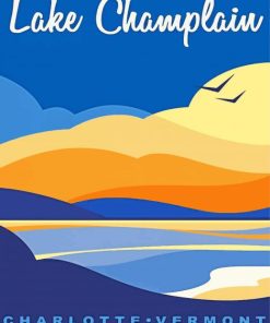 Lake Champlain Vermont Illustration Poster Diamond Paintings