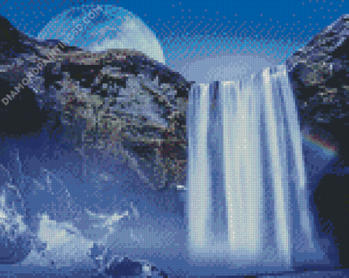 Moonlight Waterfall Diamond Paintings