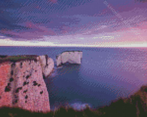 Old Harry Rocks With Pink Sunset Diamond Paintings