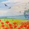 Poppies And Birds Diamond Paintings