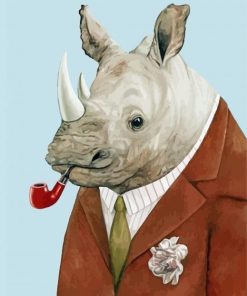 Rhino Wearing Suit Diamond Paintings