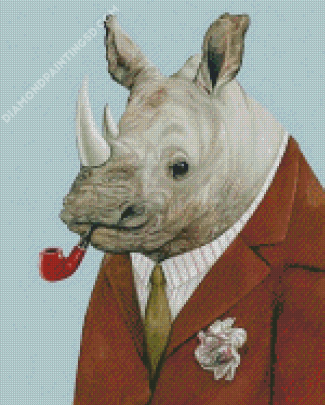 Rhino Wearing Suit Diamond Paintings