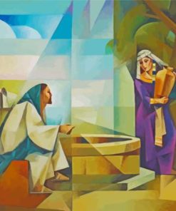 Abstract Samaritan Woman With Jesus Diamond Paintings