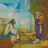 Abstract Samaritan Woman With Jesus Diamond Paintings
