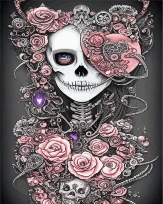 Abstract Pink Skull Lady Diamond Paintings