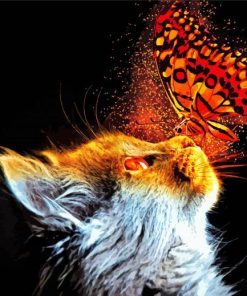 Aesthetic Kitten With Butterfly Diamond Paintings