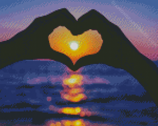 Aesthetic Sunset And Heart Diamond Paintings