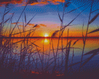 Aesthetic Sunset on Lake Diamond Paintings