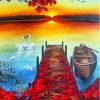 Aesthetic Autumn Boat Diamond Paintings