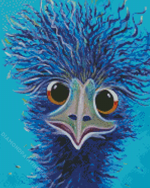 Aesthetic Blue Emu Bird Diamond Painting 