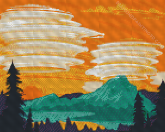 Aesthetic Clouds Mountain Diamond Paintings