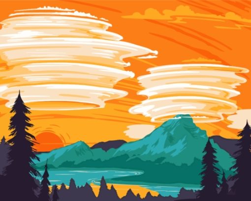 Aesthetic Clouds Mountain Diamond Paintings