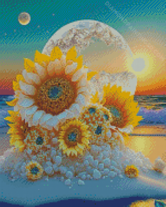 Aesthetic Floral Moon Diamond Paintings