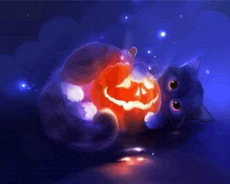 Aesthetic Halloween Cat Art Diamond Paintings