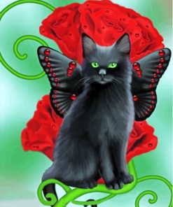 Black Butterfly Cat Diamond Paintings