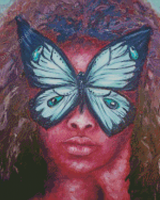 Black Woman With Butterfly On Face Diamond Paintings