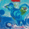 Blue Landscape Chagall Paysage au Coq Diamond Paintings