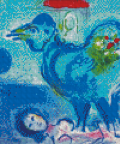 Blue Landscape Chagall Paysage au Coq Diamond Paintings