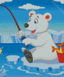 Cartoon Polar Bear Fishing Diamond Paintings