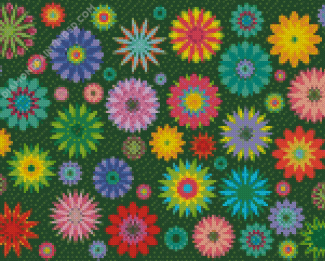 Colorful Funky Flowers Diamond Paintings