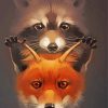 Cute Fox And Raccoon Diamond Paintings