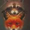 Cute Fox And Raccoon Diamond Paintings