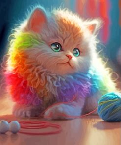 Cute Kitty And Yarn Diamond Paintings