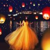 Girl And Lanterns In The Sky Diamond Paintings