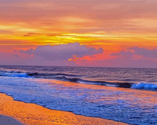 Golden Sunrise Ocean Isle Beach Diamond Paintings