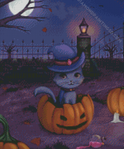 Halloween Cat Witch Diamond Paintings