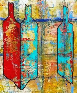 Red And Blue Abstract Bottles Diamond Paintings