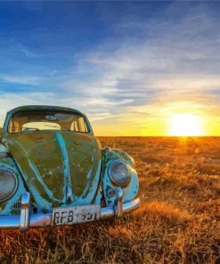 Rusty VW Car Sunset Diamond Paintings