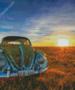 Rusty VW Car Sunset Diamond Paintings