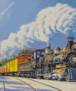 Station Train In Snow Diamond Paintings