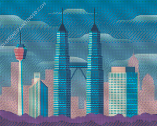 Twin Tower Illustration Diamond Paintings