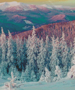Colorful Snowy Winter Landscape Diamond Paintings