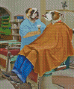 Dogs At The Barber Diamond Paintings