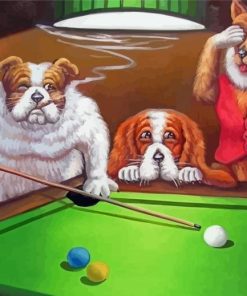 Dogs Play Pool Diamond Paintings