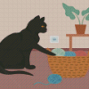 Illustration Kitten With Yarn Balls Diamond Paintings
