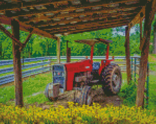 Red Massey Ferguson Tractor Diamond Paintings