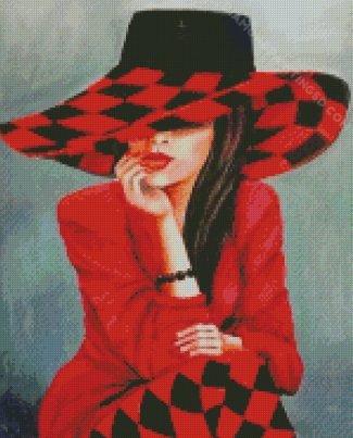 Aesthetic Red Women Diamond Paintings