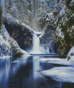 Aesthetic Winter Waterfall Diamond Paintings